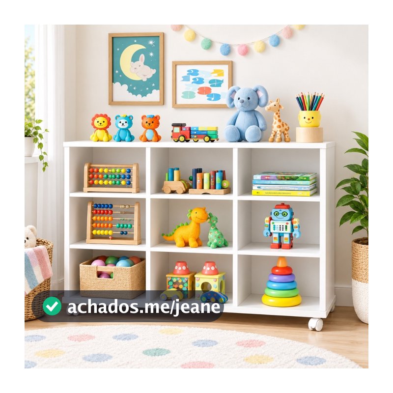 Nicho Organizador Estante Multiuso 9 Nichos Com Rodízios Para Sala, Quarto, Home Office e Brinquedos