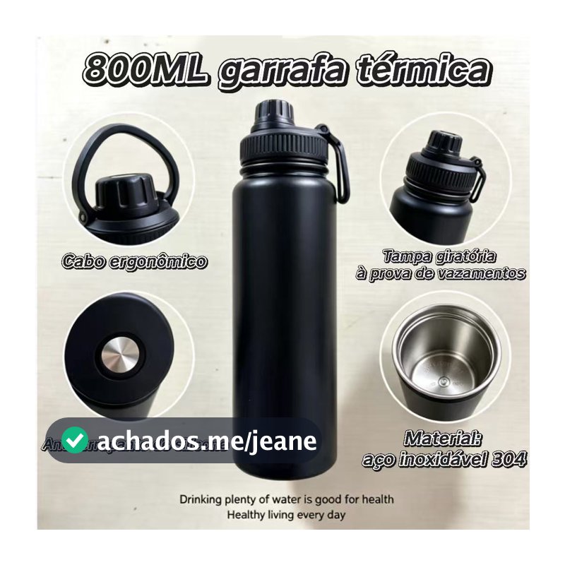 Garrafa Térmica com Bota De Silicone Protetora 800ml.garrafa infantil INOX 304