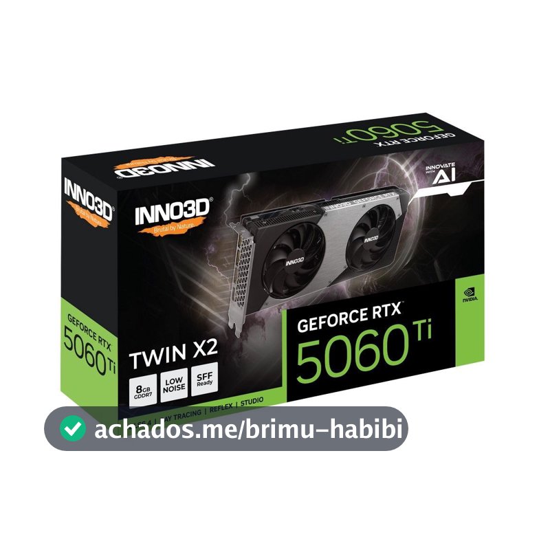Placa de Video GeForce NVIDIA INNO3D RTX5060TI 8GB TWIN X2  GDDR7 N506T2-08D7-193075N