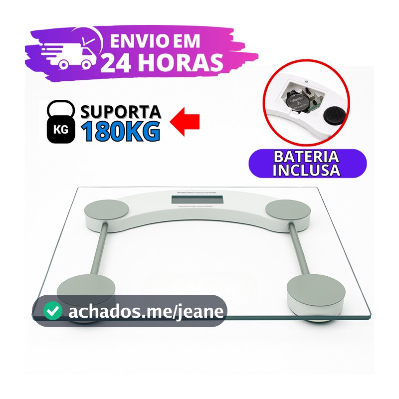 Balança Corporal Digital até 180kg (PROMOÇÃO) Com Vidro Temperado