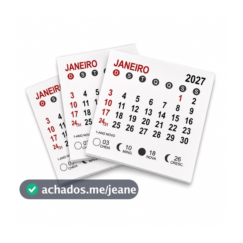 Mini Calendário 2027 Em Bloco / 5x5cm /100 Unidades Destacados