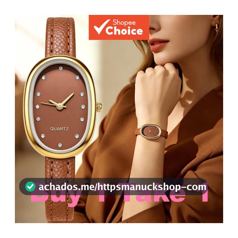 Compre 1 e leve 1 Relógio feminino vintage com mostrador de diamantes e pulseira de couro
