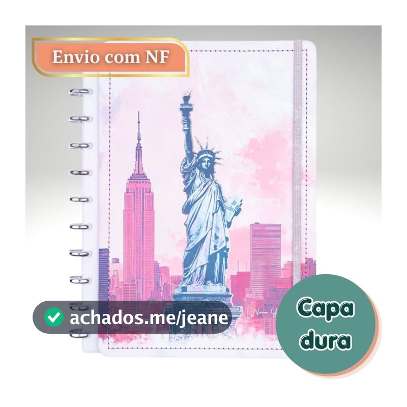Caderno Inteligente Grande Disco Universitário Mundo Paris Londres NY Itália Disko Papelaria Planner