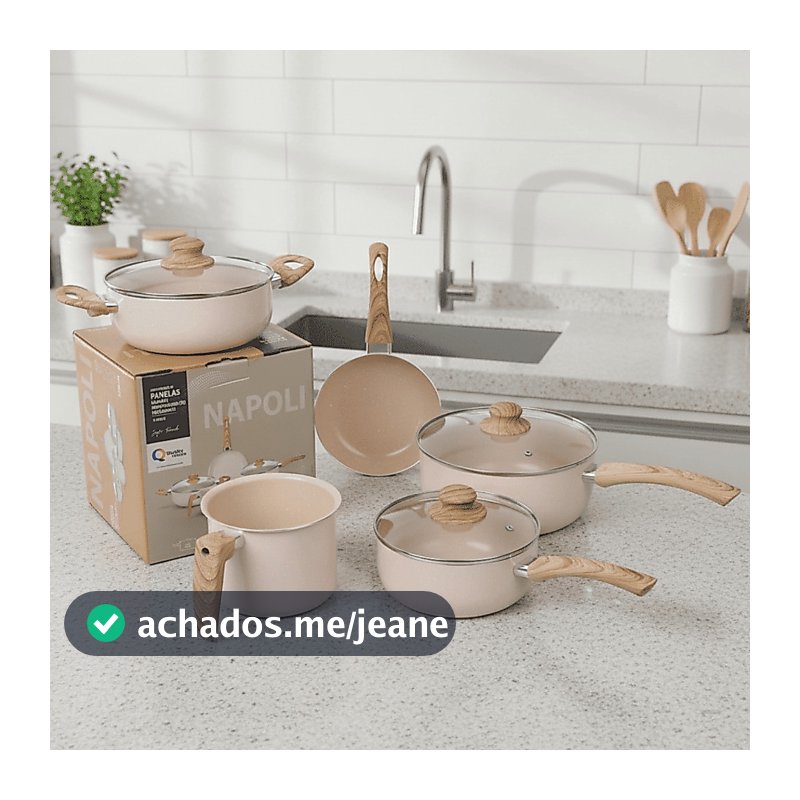 Jogo de Panelas Cerâmica Kit 5 Peças Antiaderente Tampa Vidro