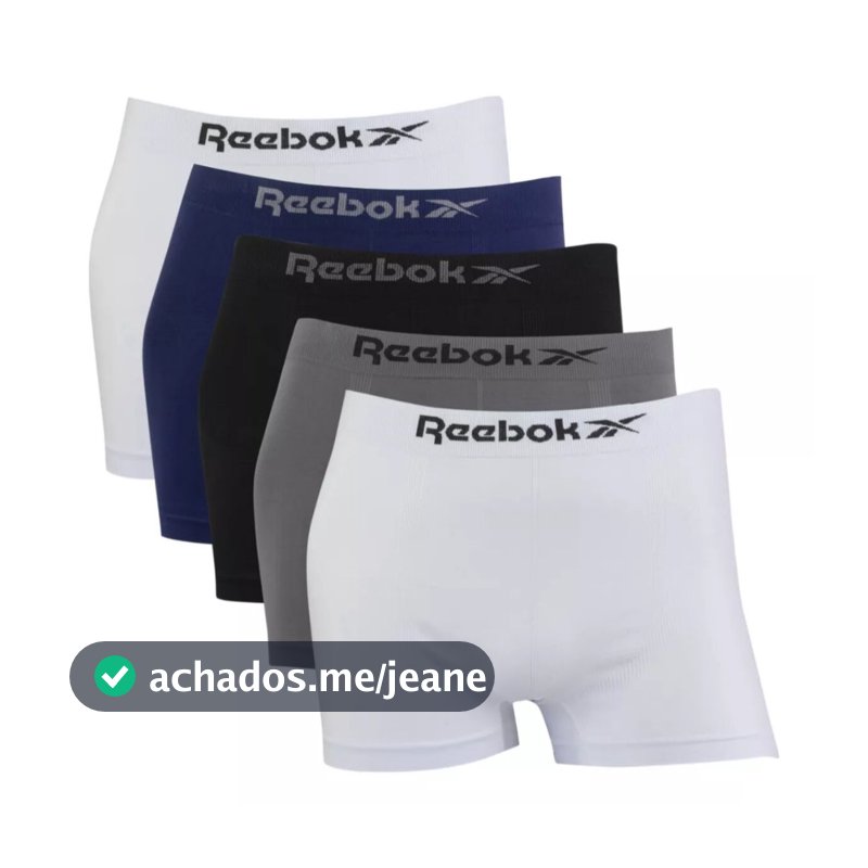 Kit 5 Cuecas Reebok Boxer Classic Microfibra Sortido