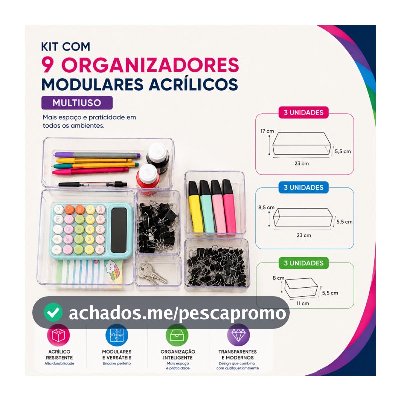 9 organizadores modulares acrílicos multiuso ORGANIZADOR