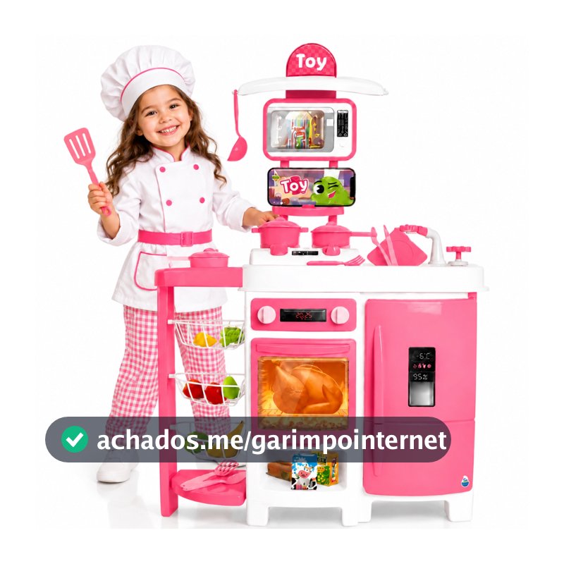 Cozinha Infantil Grande Completa Com Geladeira Menina Sai Água de Verdade 92 Cm Brinquedo Interativo