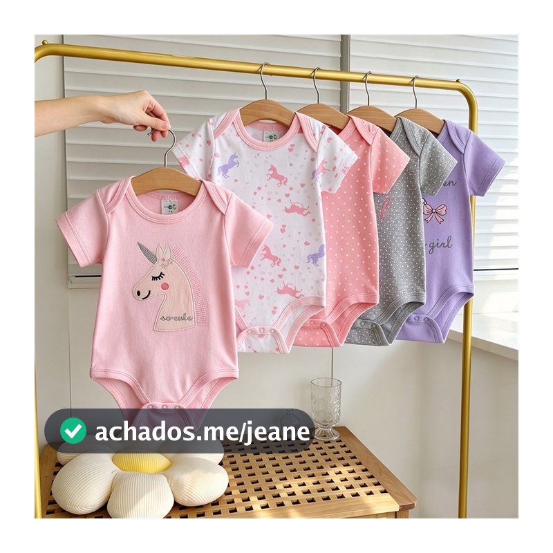 Conjunto de 5 peças de macacão para bebê 100% algodão série unicórnio muitas cores para escolher