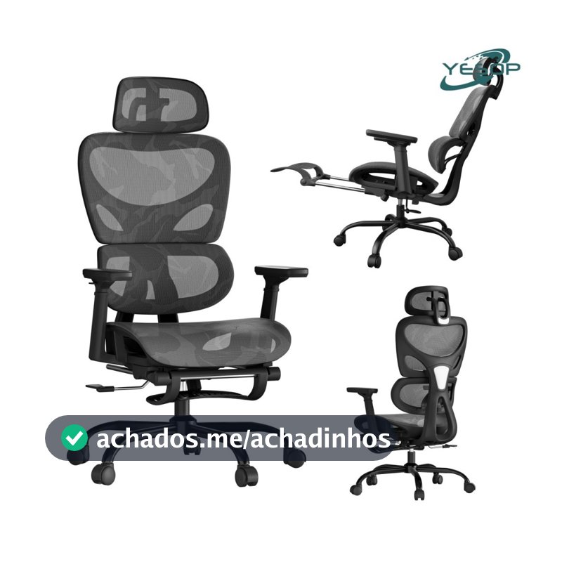 YESOP Cadeira De Escritório Ergonômica Com Apoio Lombar E De Pernas Assento Zero Gravity Cor Preto