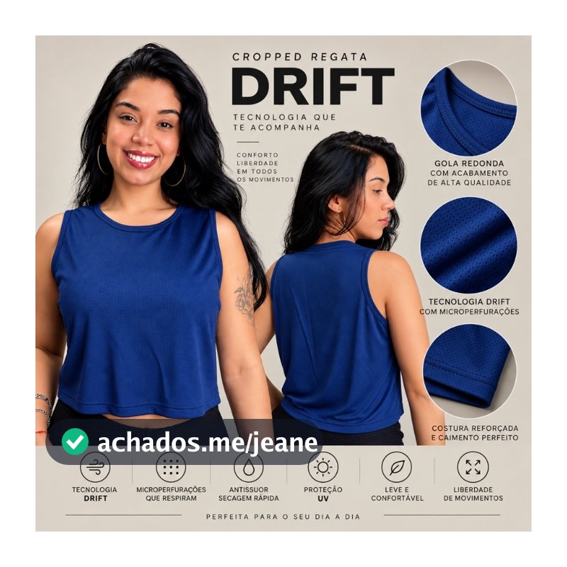 Cropped Regata Poliamida Dry roupa Academia Feminina promoção look fittnes treino sobreposição