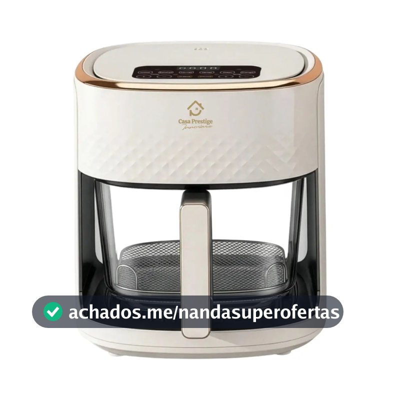 Airfryer De Luxo 110v Ou 220v Gourmet Forma De Vidro Creme