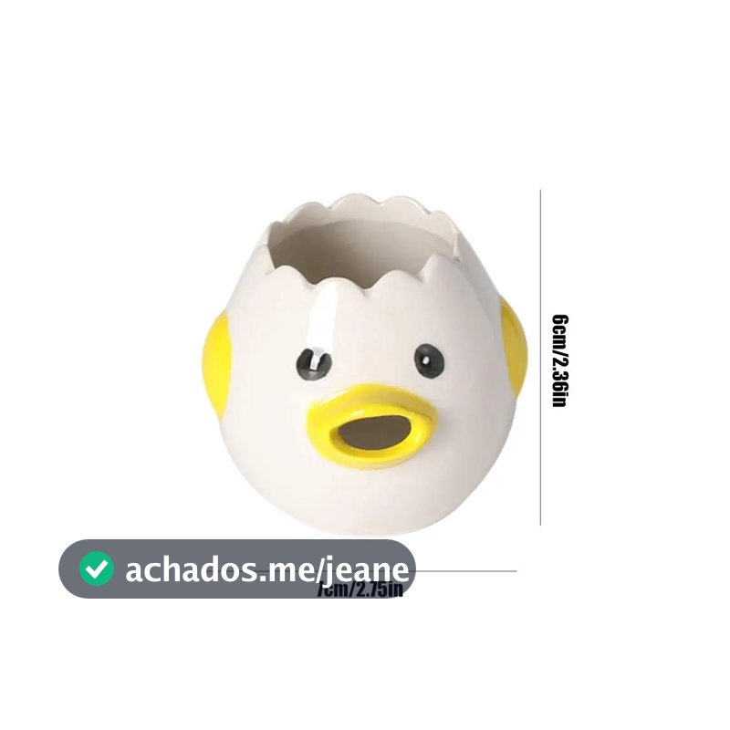 Separador De Gema E Clara Ovo Em Cerâmica Cor Branco com Amarelo