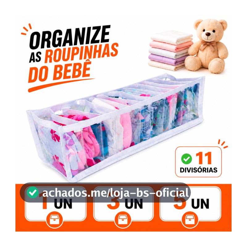 Colmeia Organizadora "P1- P2 - M" Bebe Gaveta Roupas Body Meia Divisória 11 Nichos