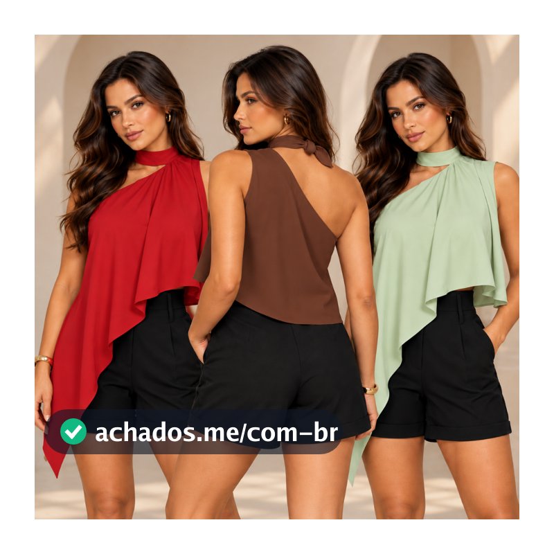 Blusa Regata Feminina Assimétrica