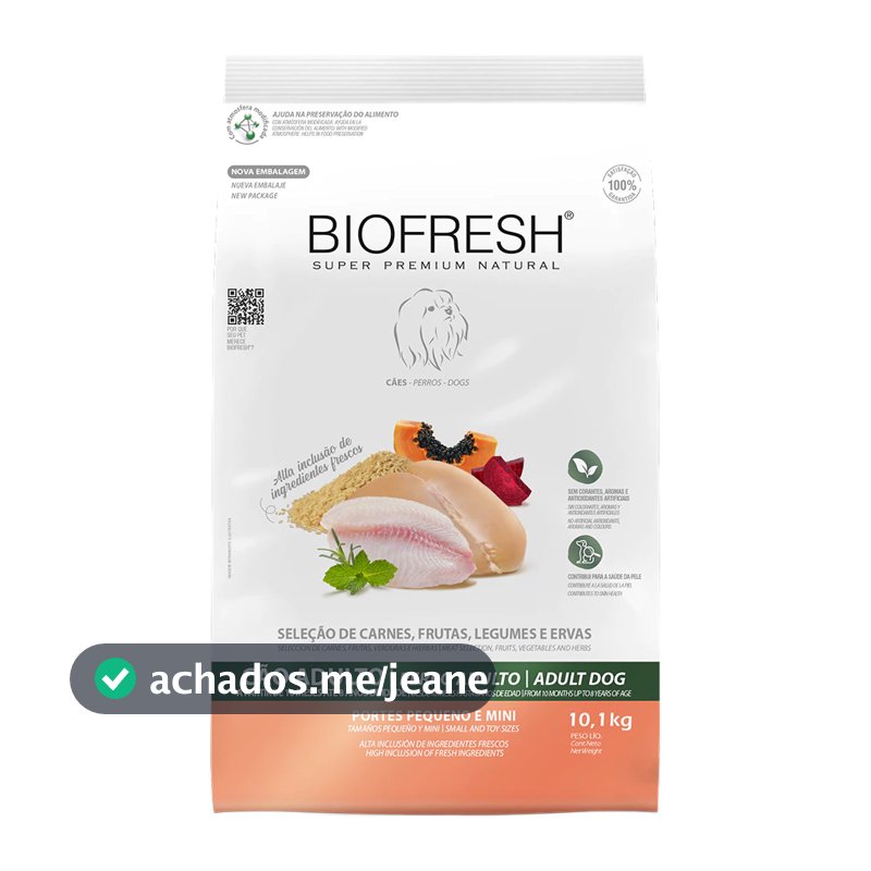Ração Biofresh Cães Adultos de Raças Pequenas e Mini Seleção de Carnes 10,1KG