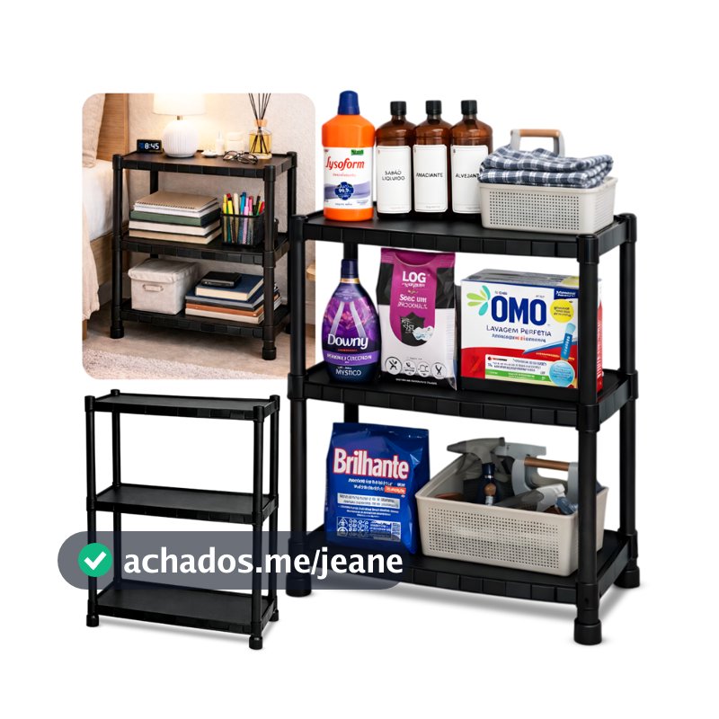 Estante Prateleira Modular Multiuso Organizadora Plástico Com 3 Prateleiras Reforçado - COM PEZINHOS