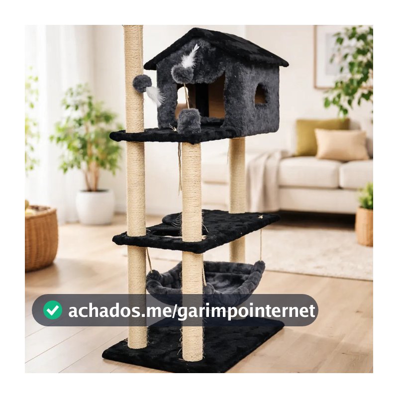 Arranhador Casa Torre Gato Sisal Pelucia Brinquedo Bolinha
