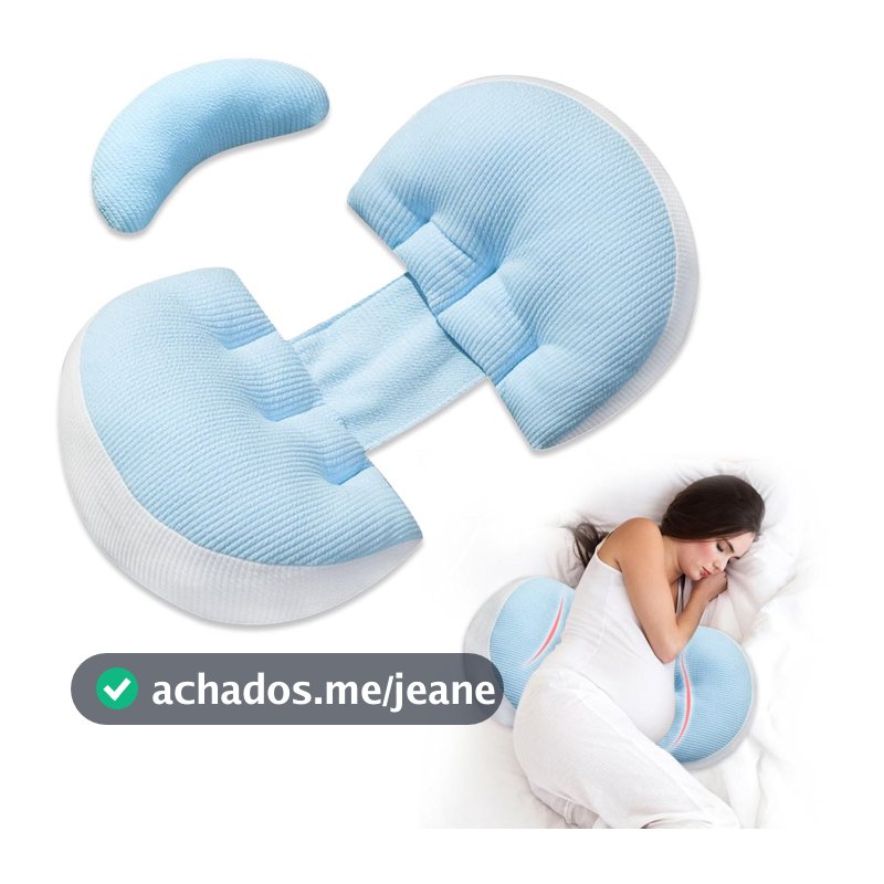 Almofada de Gravidez Ortopédica Travesseiro Apoio de Corpo Inteiro para Grávida Dormir de Lado Portátil