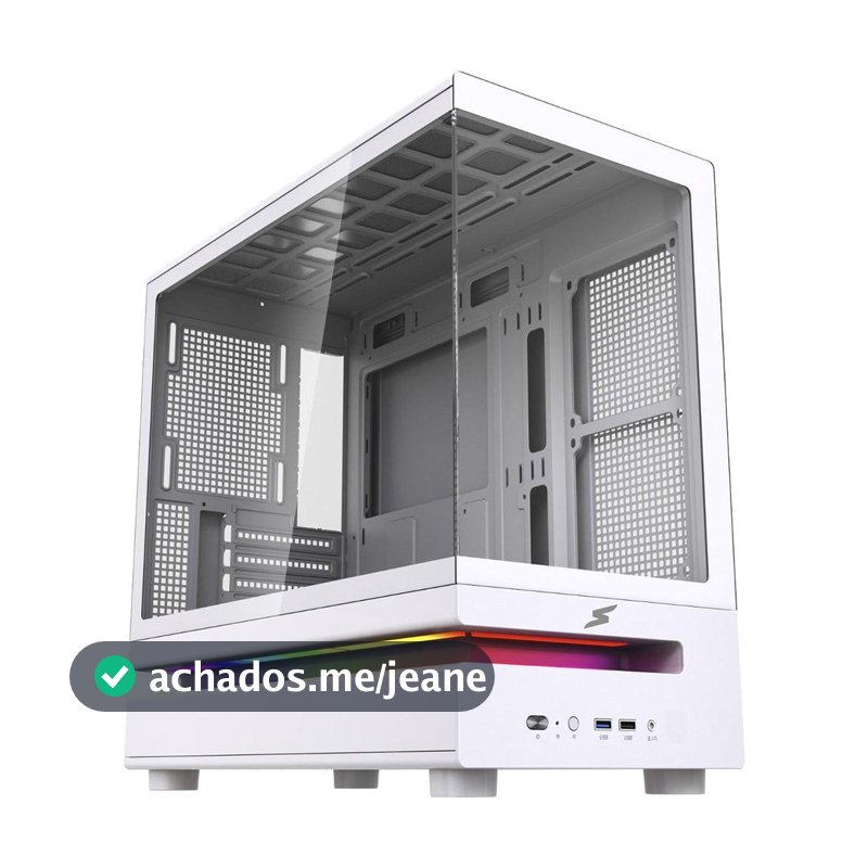 Gabinete Gamer SuperFrame Flow 500, RGB, Mid Tower, Vidro Temperado, M-ATX, Sem Fans, Branco, SF-CS-FLW50MSWNSF