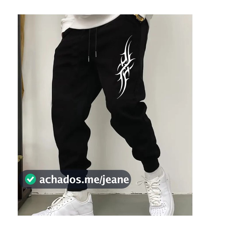Calça Moletom Jogger Qualidade Confortavel Esportivo Treino Estampada Black Japão