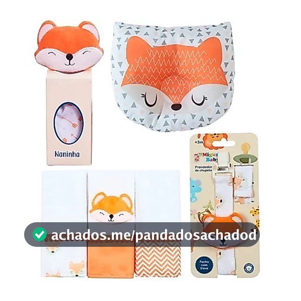 Kit Bebê Naninha Prendedor Chupeta Fralda Boca Travesseiro Anatômico Algodão 100% Algodão