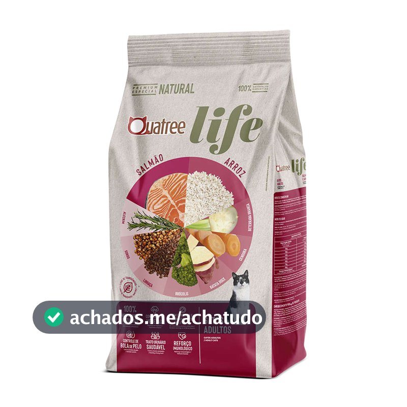 Ração Quatree Life Gatos Adultos Sabor Salmão e Arroz 10kg