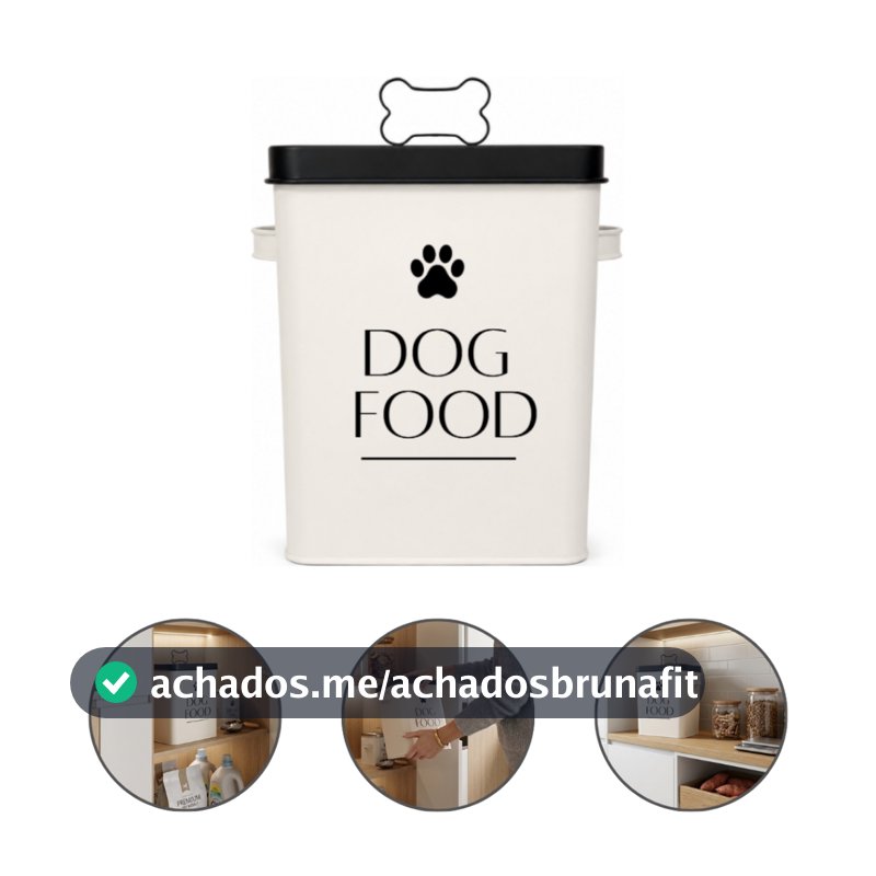 Porta Ração Pet Para Cachorro Container Pote Organizador De Metal Com Vedação Hermética Com Dosador Linha Essenza Pet