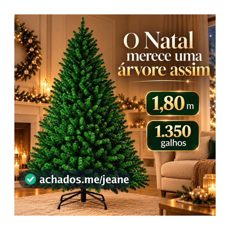 Árvore De Natal Pinheiro Grande Luxo 180cm 1350 Galhos Verde Cheia Premium Padrão Alemão