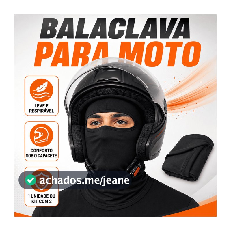 Balaclava Touca Ninja Moto Leve Respirável Motoboy Capacete Vento Poeira Unissex Kit 1 ou 2