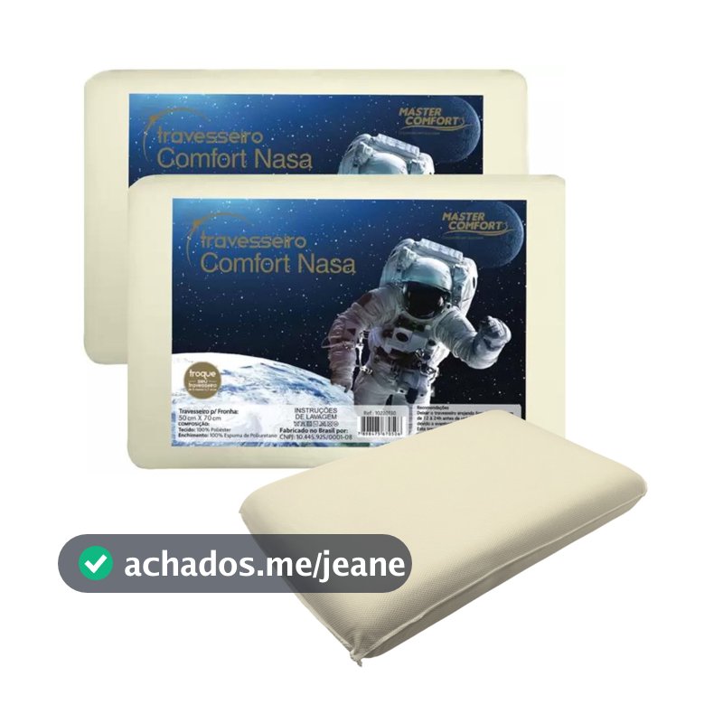 Kit 2 Travesseiros Viscoelástico Master Comfort Nasa Sono 50x70cm
