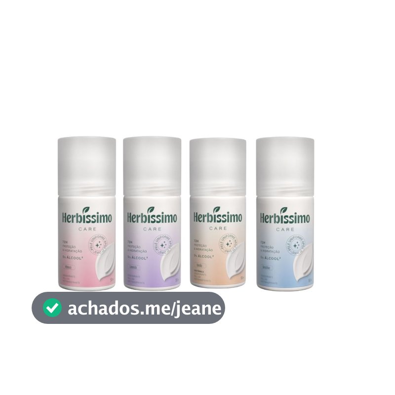 Kit Desodorante Roll-On Antitranspirante Herbíssimo Care 50ml - Fragrâncias variadas (4 unidades)