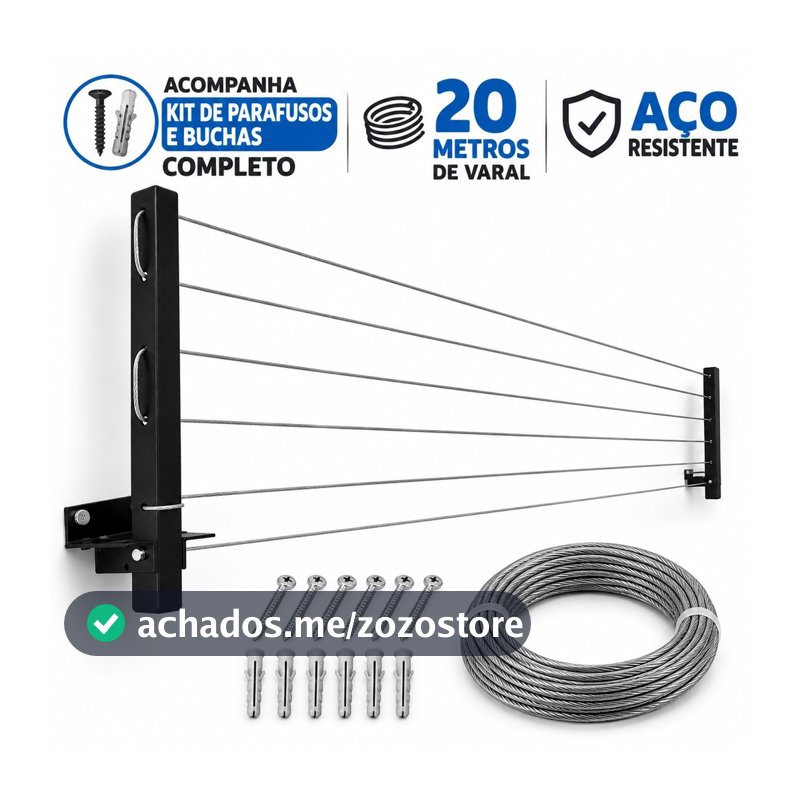 Varal Retrátil de Parede Dobrável – Prático, Compacto e Resistente