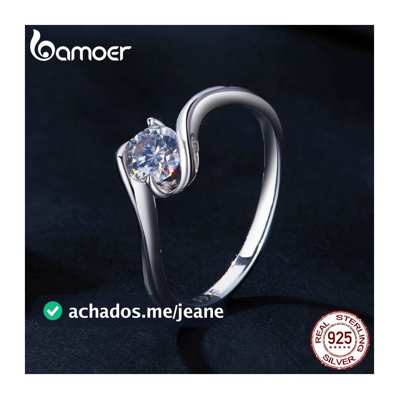 BAMOER 925 Prata Esterlina VVS1 D Cor 0,5 Anel Moissanita De Quilate Instrumento 100 % Genuíno Com Certificado