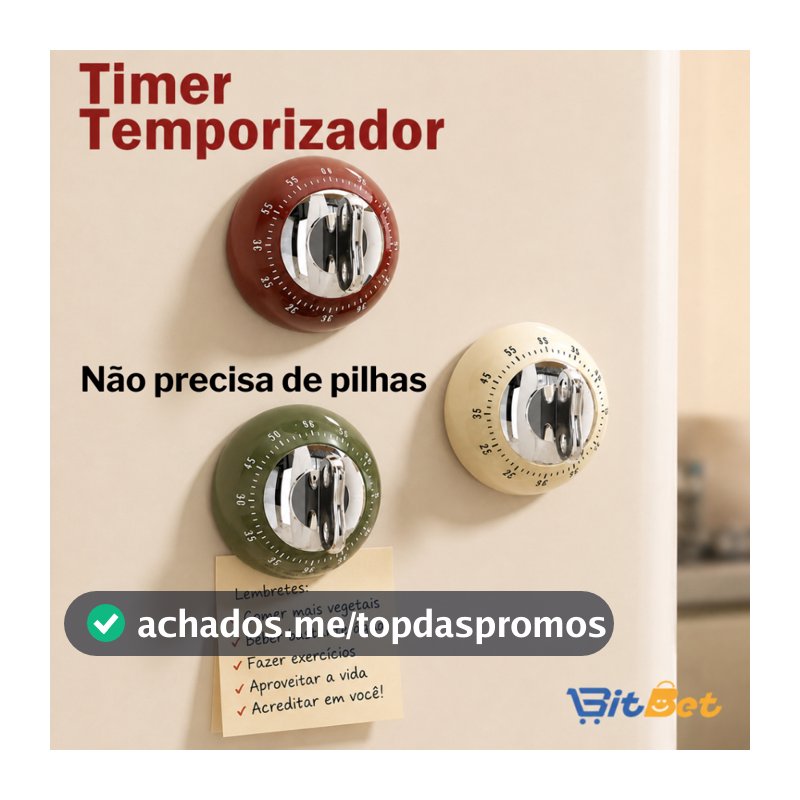 Temporizador Timer Mecânico de Cozinha com Ímã nao precisa de bateria UT-07