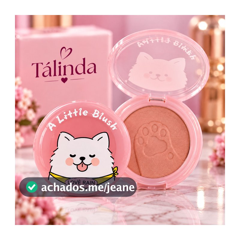 Blush Compacto Love Rain A Little Blush Gatinho Design Fofo – LR5806