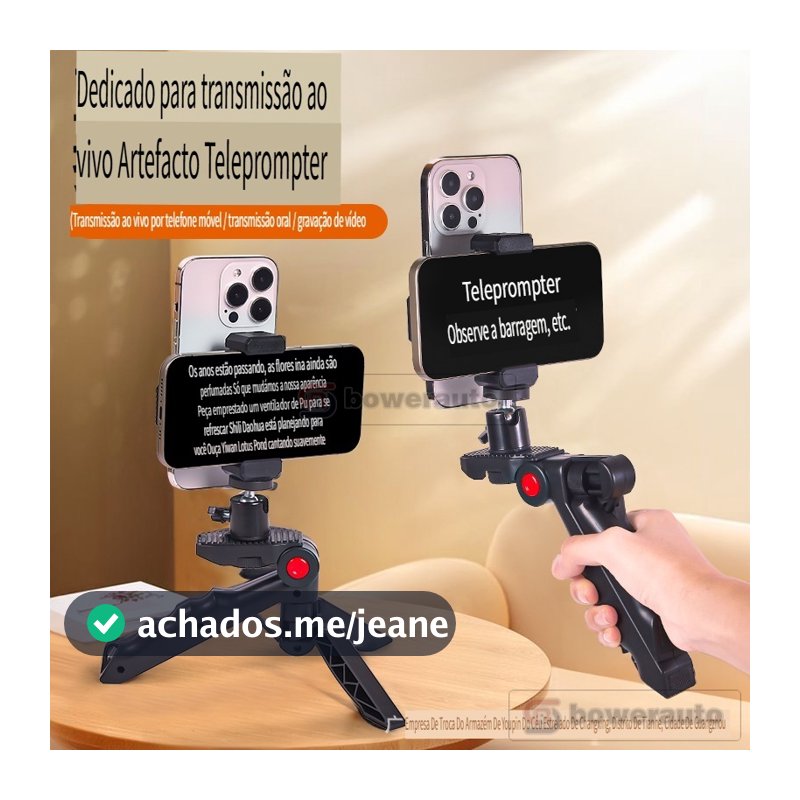 Suporte Teleprompter para Celular Mesa e Mão 2 em 1, Portátil para Lives e Gravações BTC01