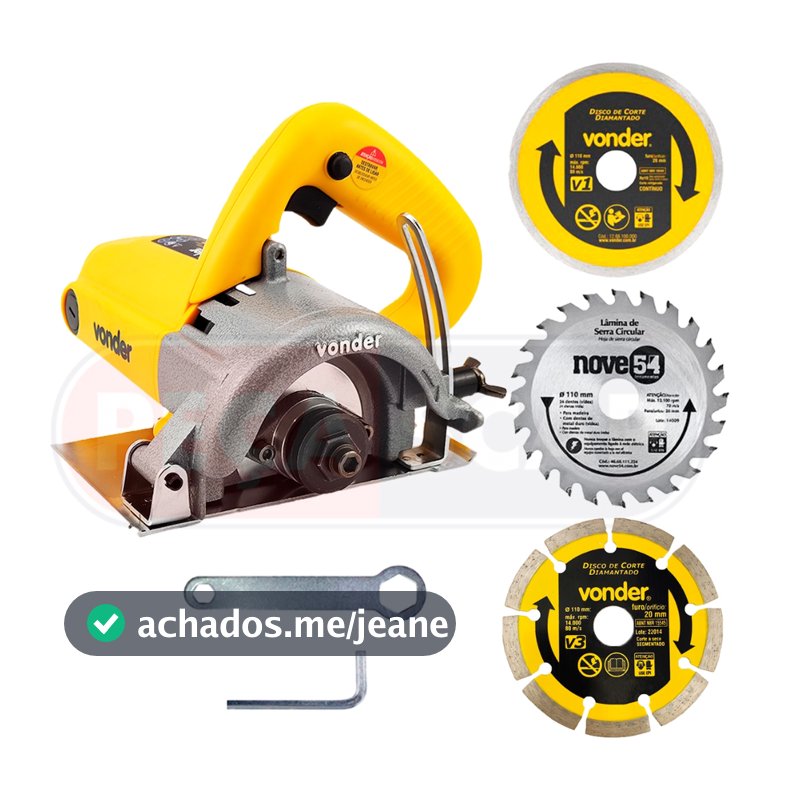 Kit Serra Mármore Vonder Smv1300s Tipo Makita + 3 Discos de Corte