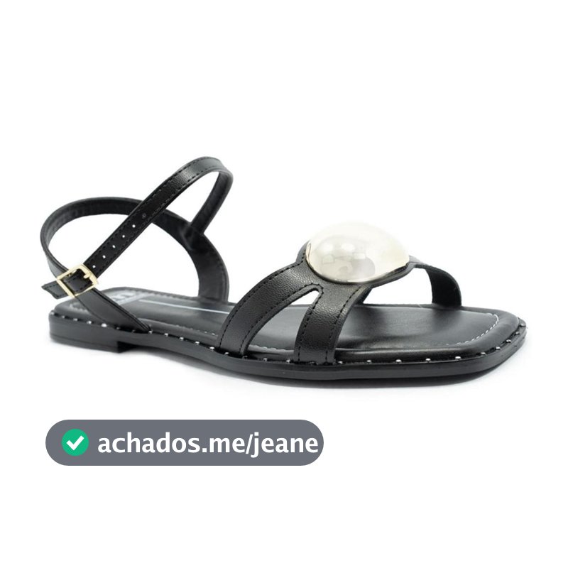 Rasteira Moleca Detalhe Feminina - Preto