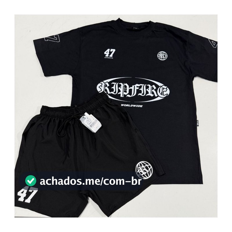 Kit Camiseta Oversized Algodão e Bermuda Short Tactel Ripfire Urban Worldwide Streetwear