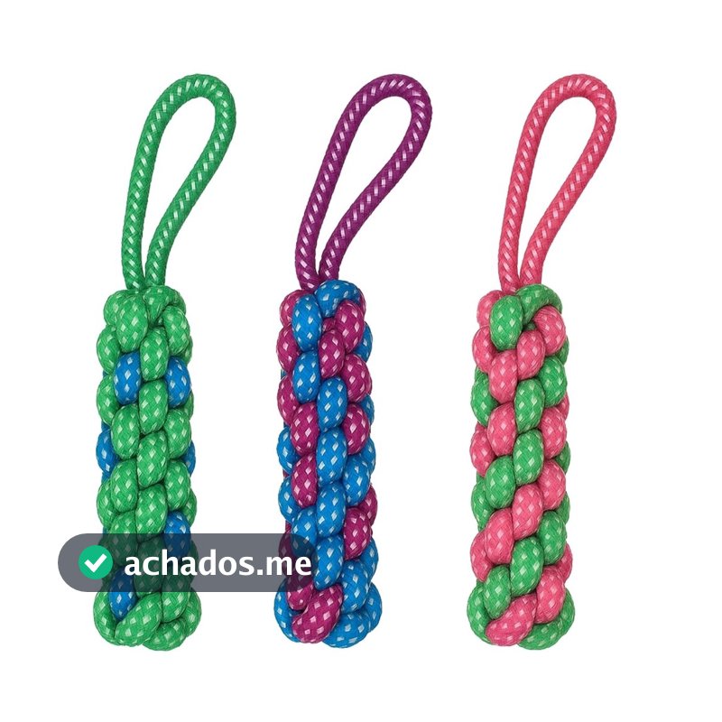 Brinquedo de Cachorro Pet Corda Entrelaçada Comprida Mordedor Resistente Cabo de Guerra Interativo
