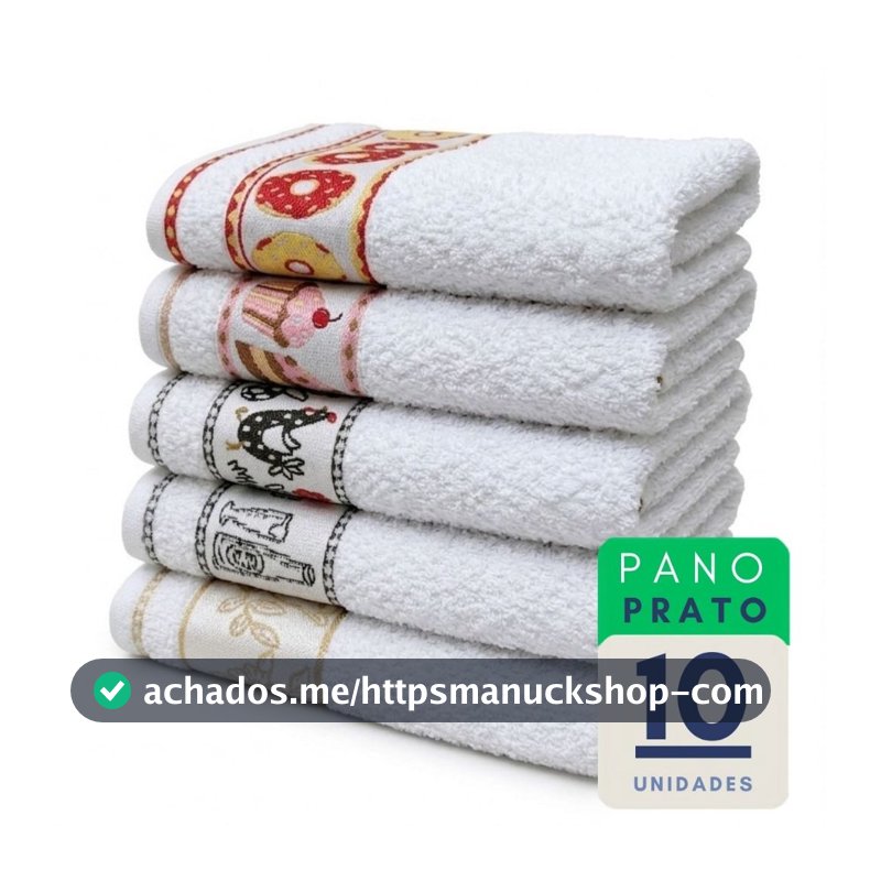 Kit 10 Pano De Copa Atoalhado Jacquard 45x70Cm Cozinha Sortidos