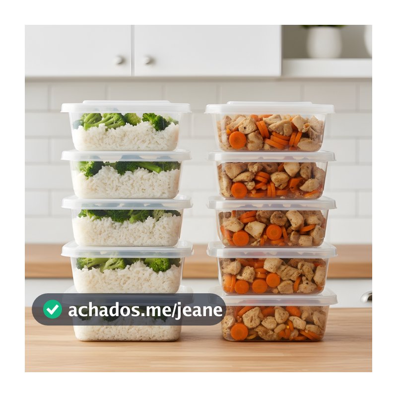 Kit 10 Marmitas Potes Plásticos 1300 ML - Organiza Congelador - Marmita Fitness