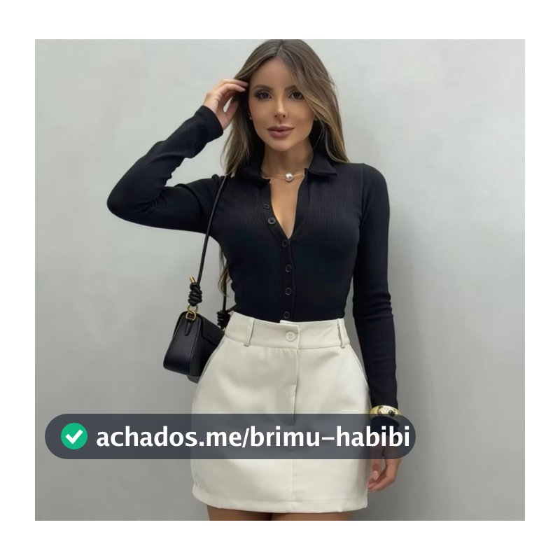 Body Feminino Manga Longa Canelado Gola Polo Justo Elegante Casual Moda Feminina  outono inverno