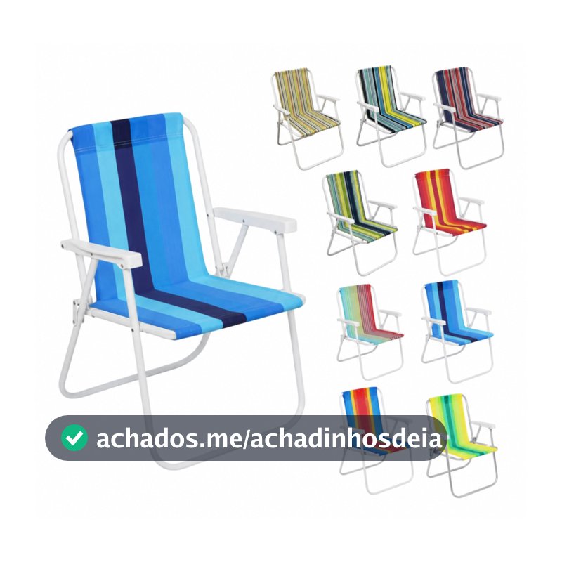 Cadeira De Praia Dobrável Aço Cores Sortidas Resistente Estrutura Reforçada Leve Praia Piscina Camping Lazer Luvinco