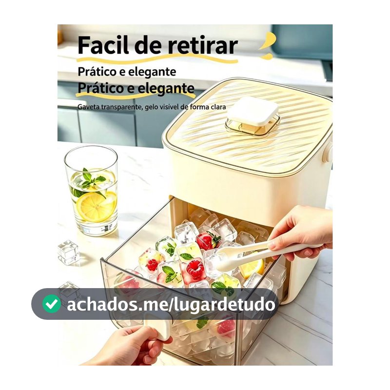Bandeja para Gelo Press Automática, Caixa Fabricadora de Gelo com Gaveta Visível, Material Seguro para Alimentos, Portát