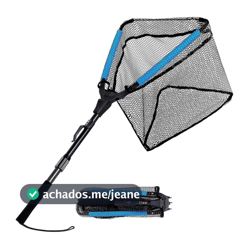 Rede de Pesca Flutuante PLUSINNO, Redes para Caiaque com Cabo Telescópico Dobrável Fixo, Redes de Pesca para Robalo e Tr