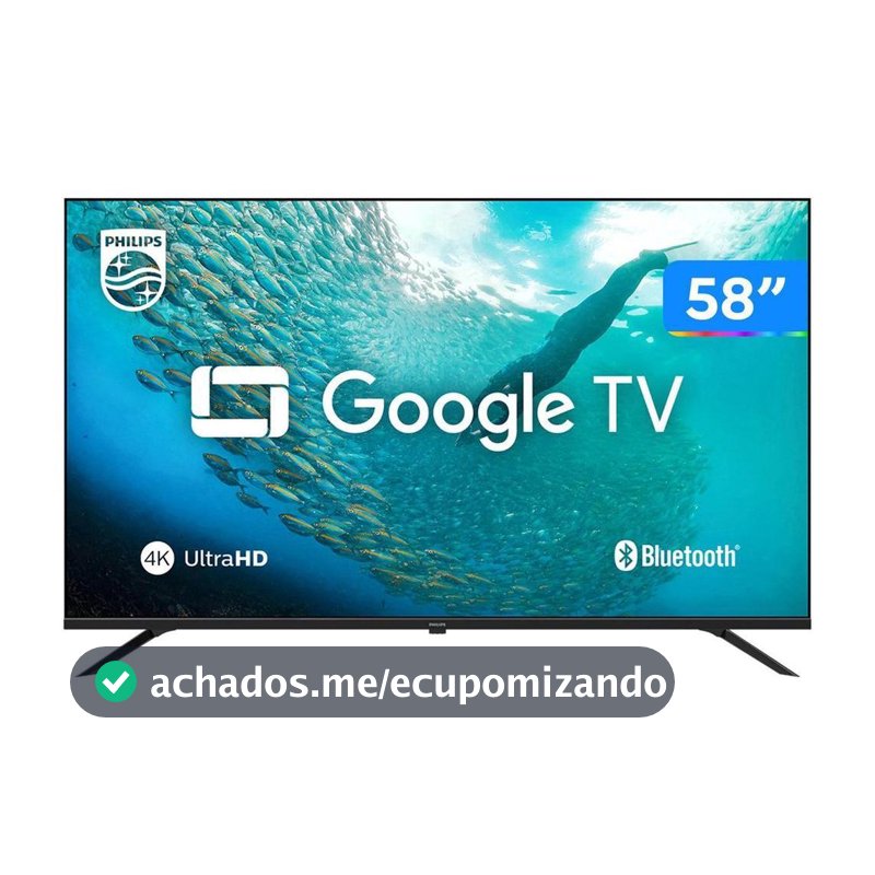 Smart TV 58" 4K UHD LED Philips 58PUG7019/78 Wi-Fi Bluetooth Google Assistente 3 HDMI 2 USB
