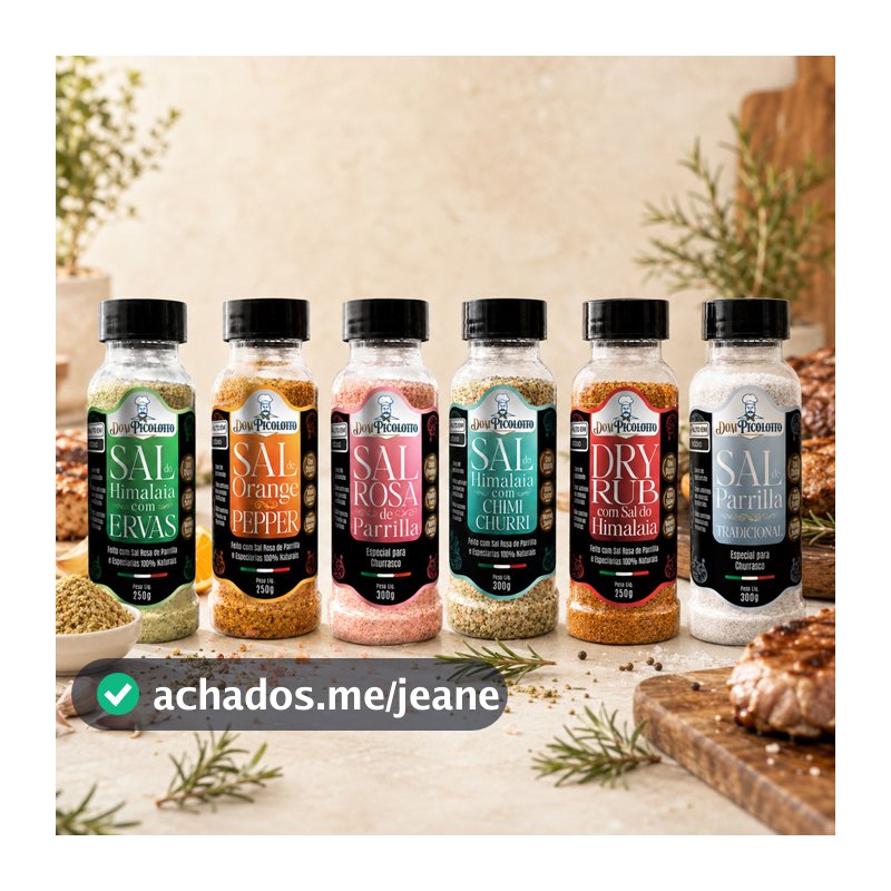 Kit 6 Sais Gourmet Churrasco e Cozinha Tempero Natural Sem Glúten Sem Conservantes Dom Picolotto