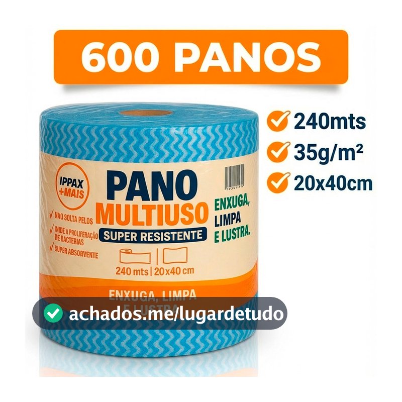 600 Panos  Multiuso Bobina 20x40 240m Tipo Perfex Limpa Rolo Bobina Pano Cor Azul