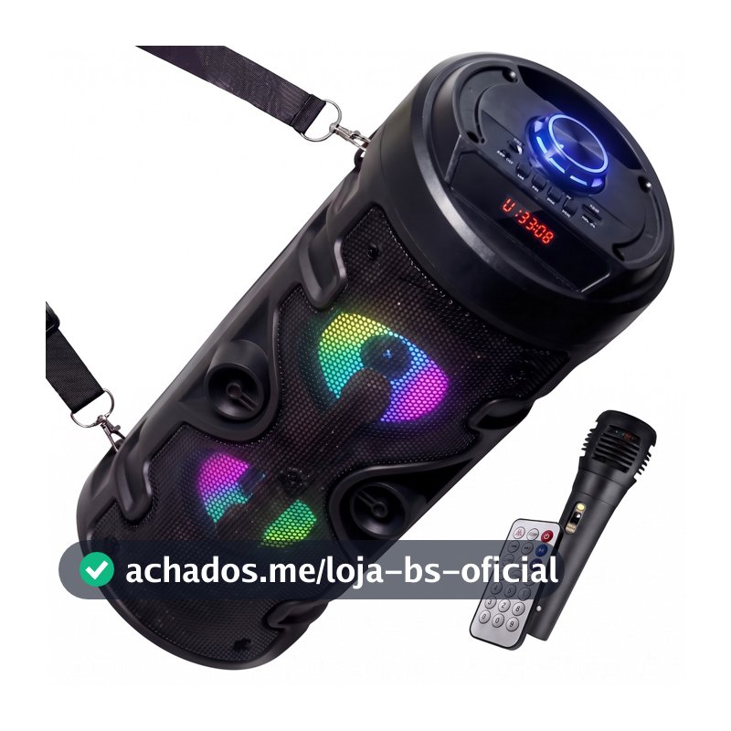 Caixa De Som Alto Falante Torre Bluetooth Grave Som Potente Rgb Microfone Aux Controle P2 Micro SD USB Radio FM Karaoke